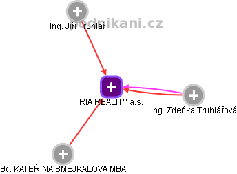 RIA REALITY a.s. - náhled vizuálního zobrazení vztahů obchodního rejstříku