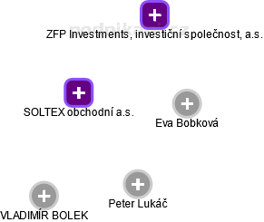 SOLTEX obchodní a.s. - náhled vizuálního zobrazení vztahů obchodního rejstříku