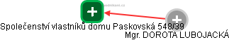 Společenství vlastníků domu Paskovská 548/39 - náhled vizuálního zobrazení vztahů obchodního rejstříku