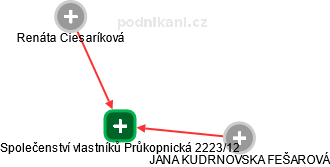 Společenství vlastníků Průkopnická 2223/12 - náhled vizuálního zobrazení vztahů obchodního rejstříku