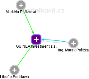 GUINEA Investment a.s. - náhled vizuálního zobrazení vztahů obchodního rejstříku