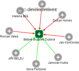 Bytové družstvo Dubina - náhled vizuálního zobrazení vztahů obchodního rejstříku