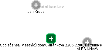 Společenství vlastníků domu Jiránkova 2206-2208, Pardubice - náhled vizuálního zobrazení vztahů obchodního rejstříku