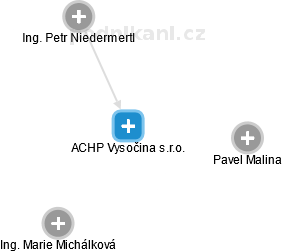 ACHP Vysočina s.r.o. - náhled vizuálního zobrazení vztahů obchodního rejstříku