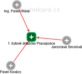 1. bytové družstvo Pracejovice - náhled vizuálního zobrazení vztahů obchodního rejstříku