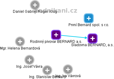 Rodinný pivovar BERNARD a.s. - náhled vizuálního zobrazení vztahů obchodního rejstříku