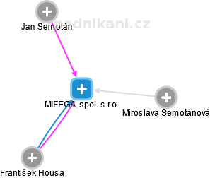 MIFEGA, spol. s r.o. - náhled vizuálního zobrazení vztahů obchodního rejstříku