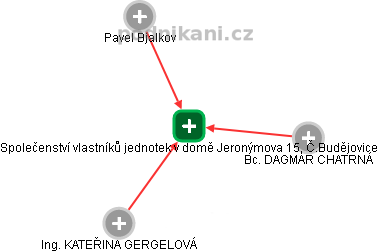 Společenství vlastníků jednotek v domě Jeronýmova 15, Č.Budějovice - náhled vizuálního zobrazení vztahů obchodního rejstříku
