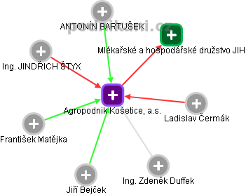 Agropodnik Košetice, a.s. - náhled vizuálního zobrazení vztahů obchodního rejstříku