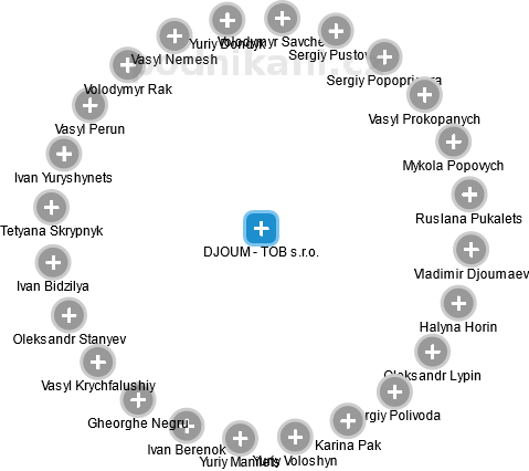 DJOUM - TOB s.r.o. - náhled vizuálního zobrazení vztahů obchodního rejstříku