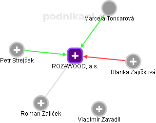 ROZAWOOD, a.s. - náhled vizuálního zobrazení vztahů obchodního rejstříku