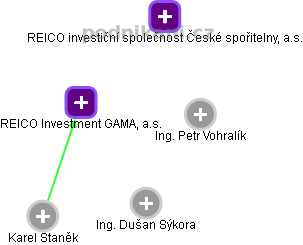 REICO Investment GAMA, a.s. - náhled vizuálního zobrazení vztahů obchodního rejstříku