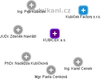 KUBÍČEK a.s. - náhled vizuálního zobrazení vztahů obchodního rejstříku