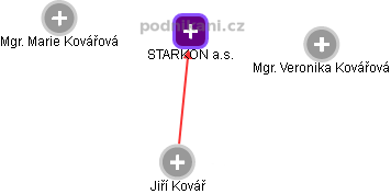 STARKON a.s. - náhled vizuálního zobrazení vztahů obchodního rejstříku