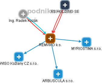 REMVIKO k.s. - náhled vizuálního zobrazení vztahů obchodního rejstříku
