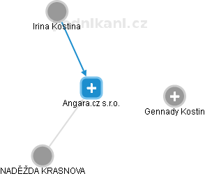 Angara.cz s.r.o. - náhled vizuálního zobrazení vztahů obchodního rejstříku