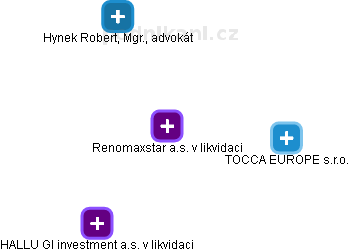 Renomaxstar a.s. v likvidaci - náhled vizuálního zobrazení vztahů obchodního rejstříku