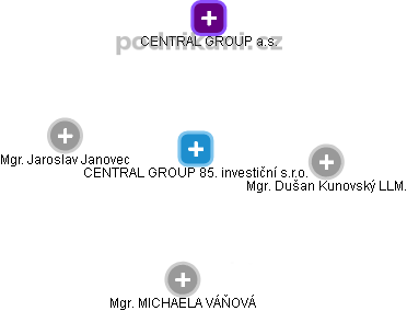 CENTRAL GROUP 85. investiční s.r.o. - náhled vizuálního zobrazení vztahů obchodního rejstříku
