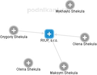 RIUP, s.r.o. - náhled vizuálního zobrazení vztahů obchodního rejstříku