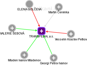 TRANSPEDIA, a.s. - náhled vizuálního zobrazení vztahů obchodního rejstříku