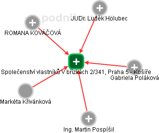 Společenství vlastníků V břízkách 2/341, Praha 5 - Košíře - náhled vizuálního zobrazení vztahů obchodního rejstříku