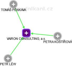 VAIRON CONSULTING, a.s. - náhled vizuálního zobrazení vztahů obchodního rejstříku