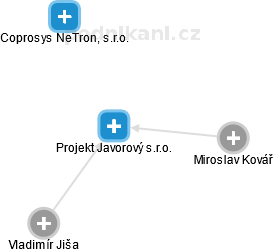Projekt Javorový s.r.o. - náhled vizuálního zobrazení vztahů obchodního rejstříku