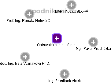 Ostravská znalecká a.s. - náhled vizuálního zobrazení vztahů obchodního rejstříku