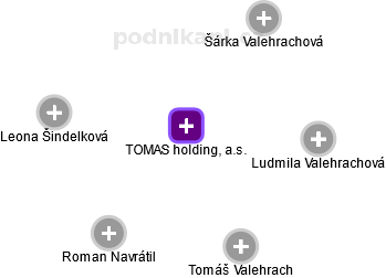 TOMAS holding, a.s. - náhled vizuálního zobrazení vztahů obchodního rejstříku