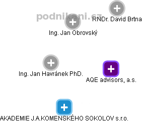AQE advisors, a.s. - náhled vizuálního zobrazení vztahů obchodního rejstříku