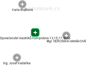 Společenství vlastníků Komprdova 13,15,17, Brno - náhled vizuálního zobrazení vztahů obchodního rejstříku