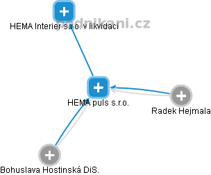 HEMA puls s.r.o. - náhled vizuálního zobrazení vztahů obchodního rejstříku