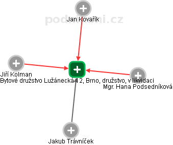 Bytové družstvo Lužánecká 12, Brno, družstvo, v likvidaci - náhled vizuálního zobrazení vztahů obchodního rejstříku