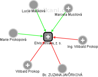 Elvis Jihlava, z. s. - náhled vizuálního zobrazení vztahů obchodního rejstříku
