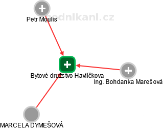 Bytové družstvo Havlíčkova - náhled vizuálního zobrazení vztahů obchodního rejstříku