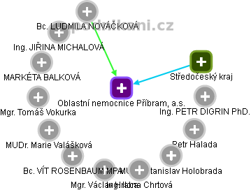 Oblastní nemocnice Příbram, a.s. - náhled vizuálního zobrazení vztahů obchodního rejstříku