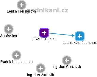 DYAS.EU, a.s. - náhled vizuálního zobrazení vztahů obchodního rejstříku