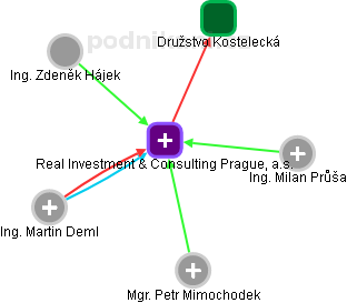 Real Investment & Consulting Prague, a.s. - náhled vizuálního zobrazení vztahů obchodního rejstříku