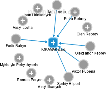 TOKAMAK s.r.o. - náhled vizuálního zobrazení vztahů obchodního rejstříku