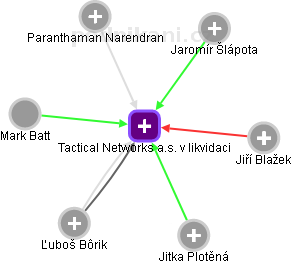 Tactical Networks a.s. v likvidaci - náhled vizuálního zobrazení vztahů obchodního rejstříku