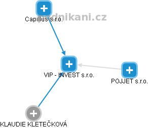 VIP - INVEST s.r.o. - náhled vizuálního zobrazení vztahů obchodního rejstříku