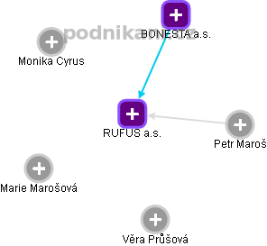 RUFUS a.s. - náhled vizuálního zobrazení vztahů obchodního rejstříku