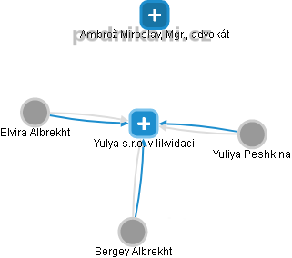 Yulya s.r.o. v likvidaci - náhled vizuálního zobrazení vztahů obchodního rejstříku