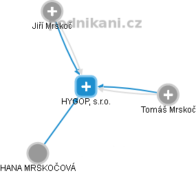 HYGOP, s.r.o. - náhled vizuálního zobrazení vztahů obchodního rejstříku