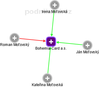 Bohemia Card a.s. - náhled vizuálního zobrazení vztahů obchodního rejstříku