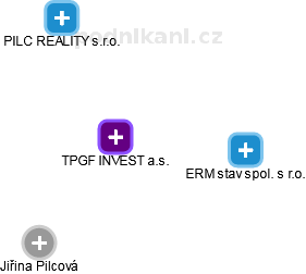 TPGF INVEST a.s. - náhled vizuálního zobrazení vztahů obchodního rejstříku