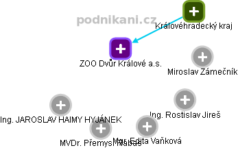 ZOO Dvůr Králové a.s. - náhled vizuálního zobrazení vztahů obchodního rejstříku
