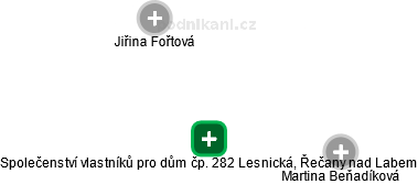 Společenství vlastníků pro dům čp. 282 Lesnická, Řečany nad Labem - náhled vizuálního zobrazení vztahů obchodního rejstříku