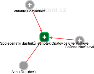 Společenství vlastníků jednotek Opatovice 6 ve Vyškově - náhled vizuálního zobrazení vztahů obchodního rejstříku