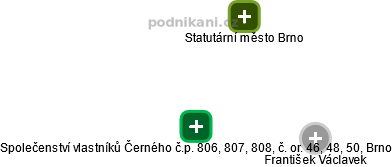 Společenství vlastníků Černého č.p. 806, 807, 808, č. or. 46, 48, 50, Brno - náhled vizuálního zobrazení vztahů obchodního rejstříku